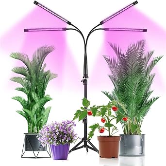 Indoor Plant Glow Light Full Spectrum with Stand and Timer, Plant Lights for Indoor Grow Stand Floor House Lamp Seed Start Potted Plant Grow Light Black, 3-9-12 Timer Switch with 80 Red and Blue LED