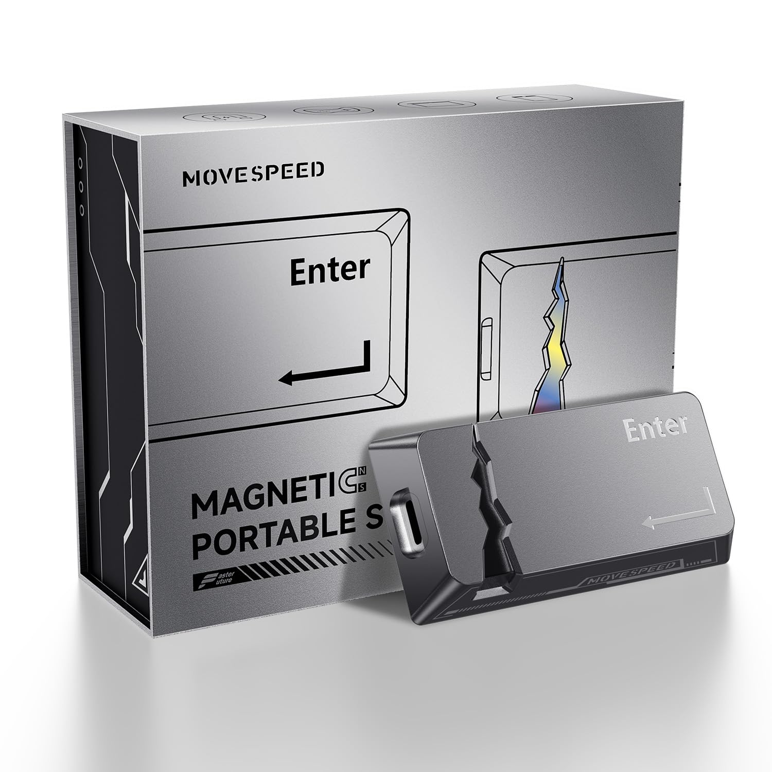 MOVE SPEED CK20 Portable SSD 2TB with Magnetic Feature Up to 2000MB/s, USB 3.2 Gen 2x2, Supports 4K ProRes HDR, Magnetic SSD External Hard Drive for Smartphone, PC, Tablets, PS5, Laptop