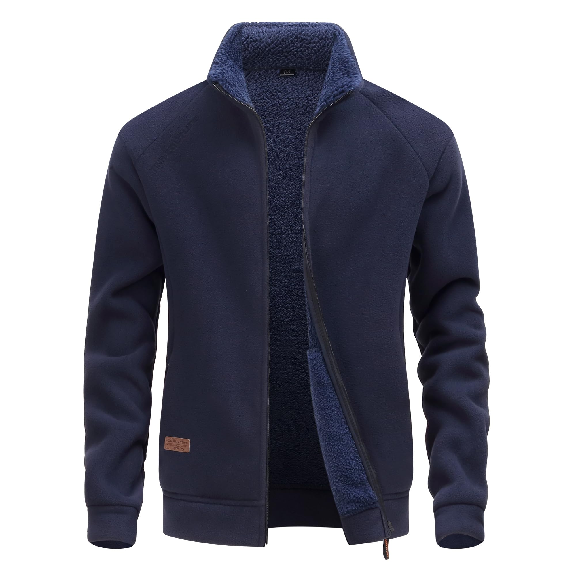 Giacche di Pile Uomo Full-Zip All'aperto Sport Giacca con Tasche Giacca di caldo invernale Antivento Cappotto Stand-up Collare Trekking Casual maniche lunghe da Lavoro