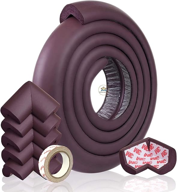 Edge & Corner Guards for Kids - Premium High Density Baby Proof Table Protector-Corner Cushion and Edge Safety Bumpers(6.5ft+6Corners, Brown)