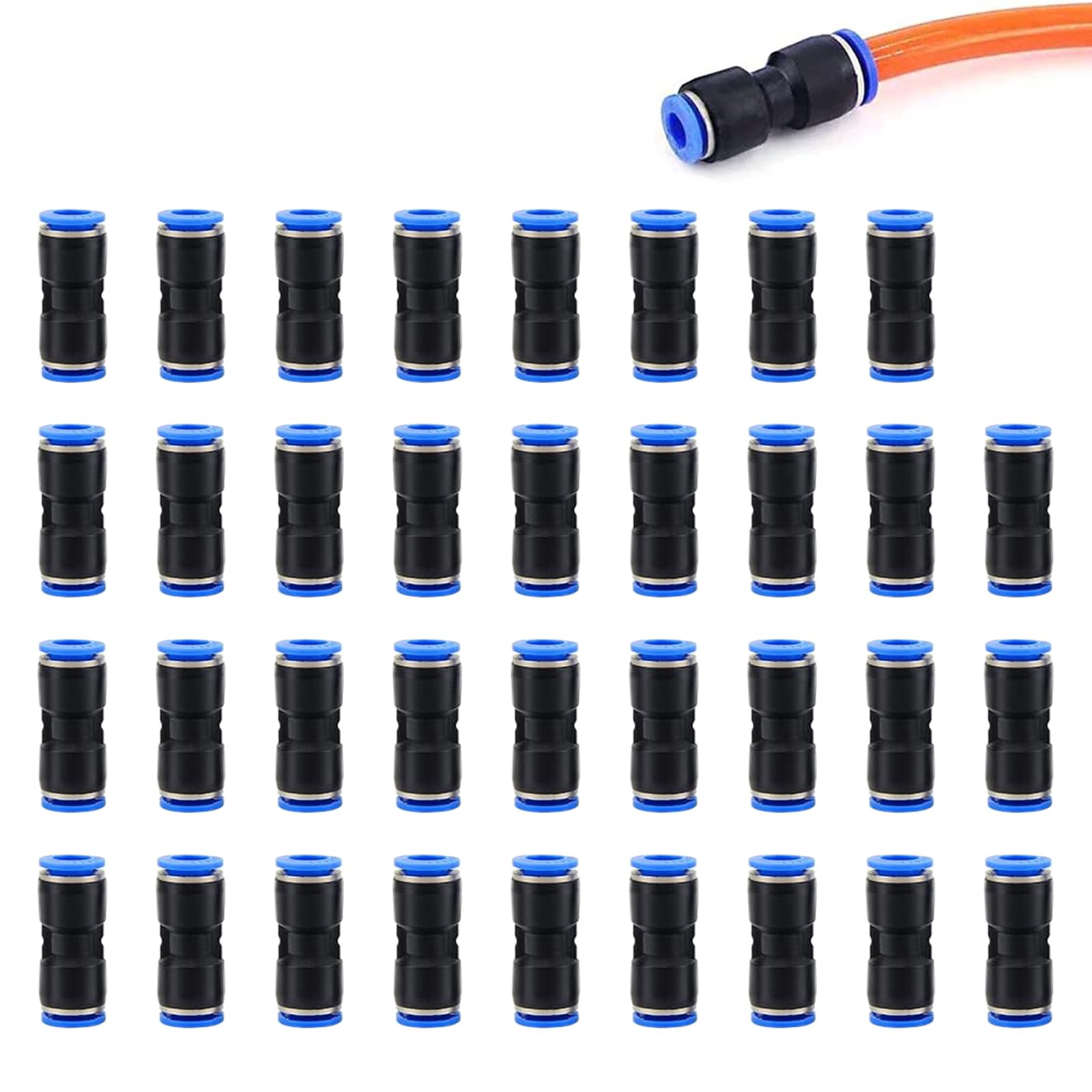 Paquete de 35 conectores neumáticos rectos, conectores neumáticos de 8 mm, racores neumáticos de acoplamiento rápido a presión, para aire, agua