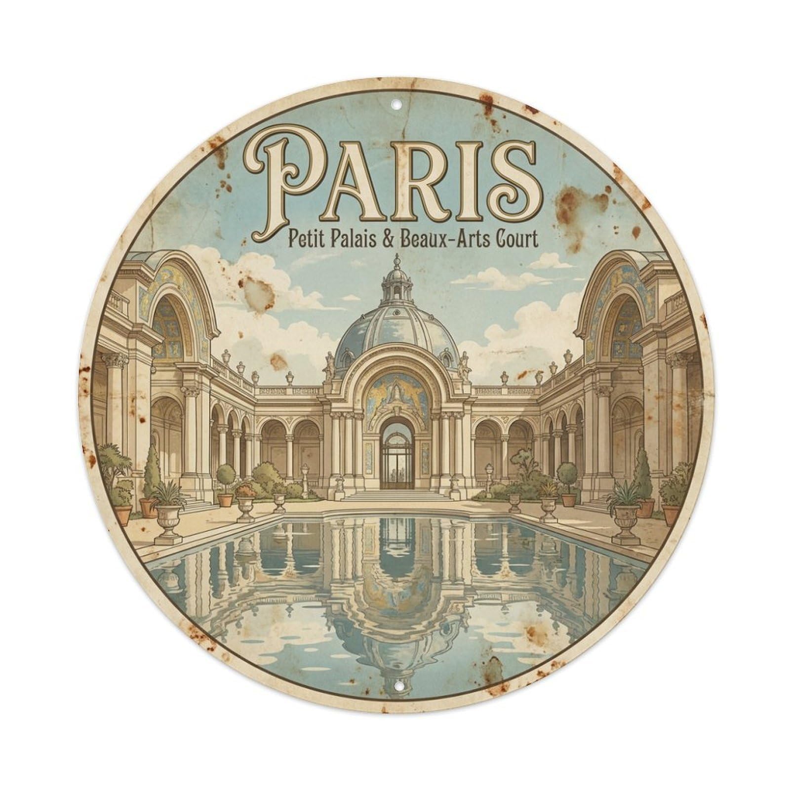 Olhnbad Style Heritage City Paris Petit Palais Courtyard Travel Metal Tin Sign