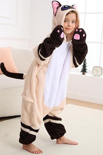 Miniatura 4 de DarkCom Kids Animal Onesie,Women and Mens Cosplay Siamese Cat Onesie Halloween Costume Christmas Pajamas Sleepwear