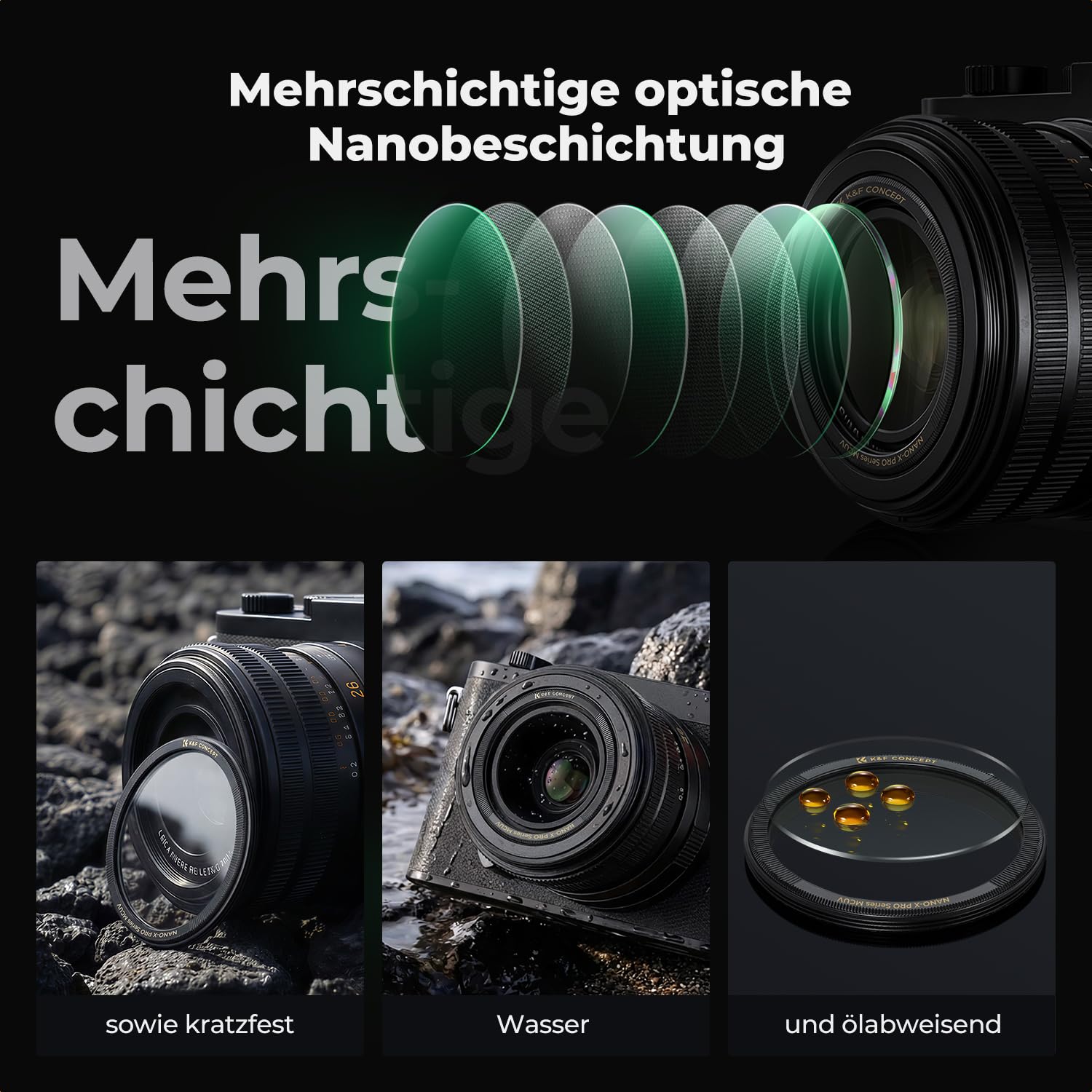 K&F CONCEPT UV Filter Kompatibel mit Leica Q3 43 und Q3 28,Q3,Q2, Ultra-niedrige Reflektivität ，Ultra-HD-Bildqualität bei 1200mm-Super-Teleobjektive,ohne Geisterbilder