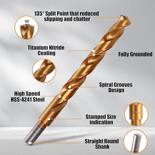 Miniatura 3 de Juego de 25 brocas de acero de alta velocidad, juego de brocas duraderas con estuche de almacenamiento para acero, madera, plástico, chapa metálica