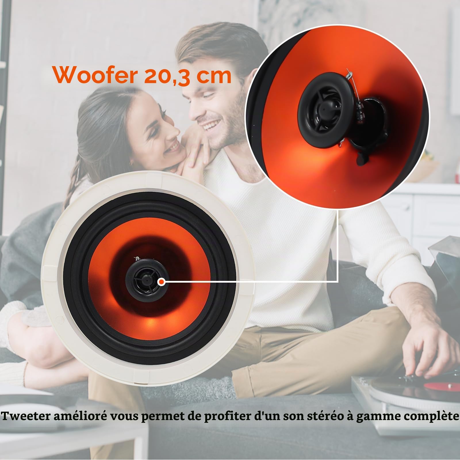 Herdio 4 Pouces Haut-parleurs de Plafond 400 Watts Enceinte encastrable Plafond Murales Parfait pour la Cuisine, Salle de séjour, Porche Couvert(4 Haut-parleurs)