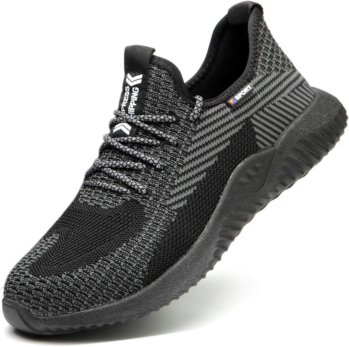 Men's Safety Shoes Breathable Lightweight with Steel Toe Safety Work Shoes, Industrial and Sports Shoes Black Size: 4 UK