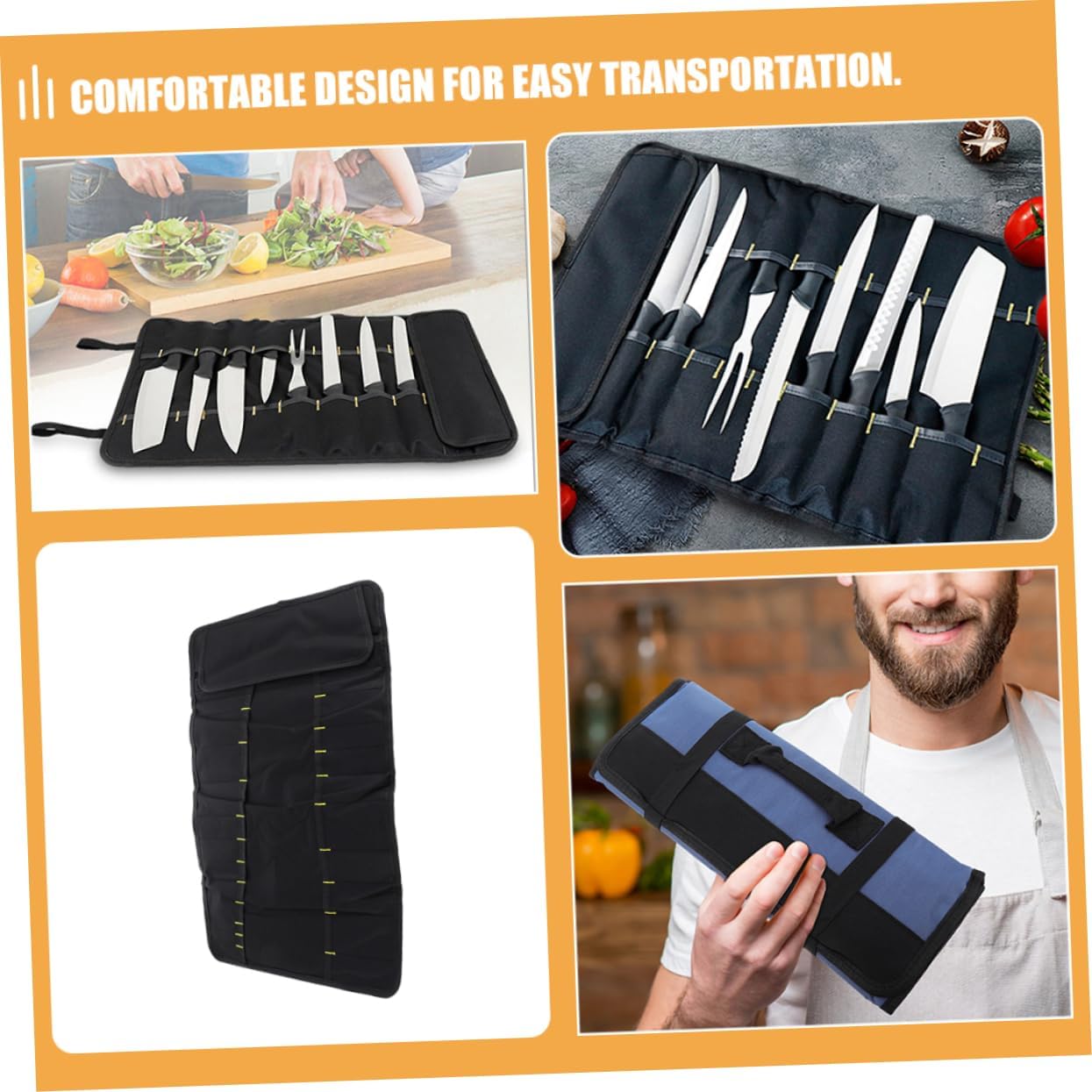 STOBAZA 2Pcs Portable Cutter Storage Bag Compact Oxford Cloth Roll Utensil Holder for Kitchen Camping Picnics and Wear Resistant Design for Chefs and Cooking