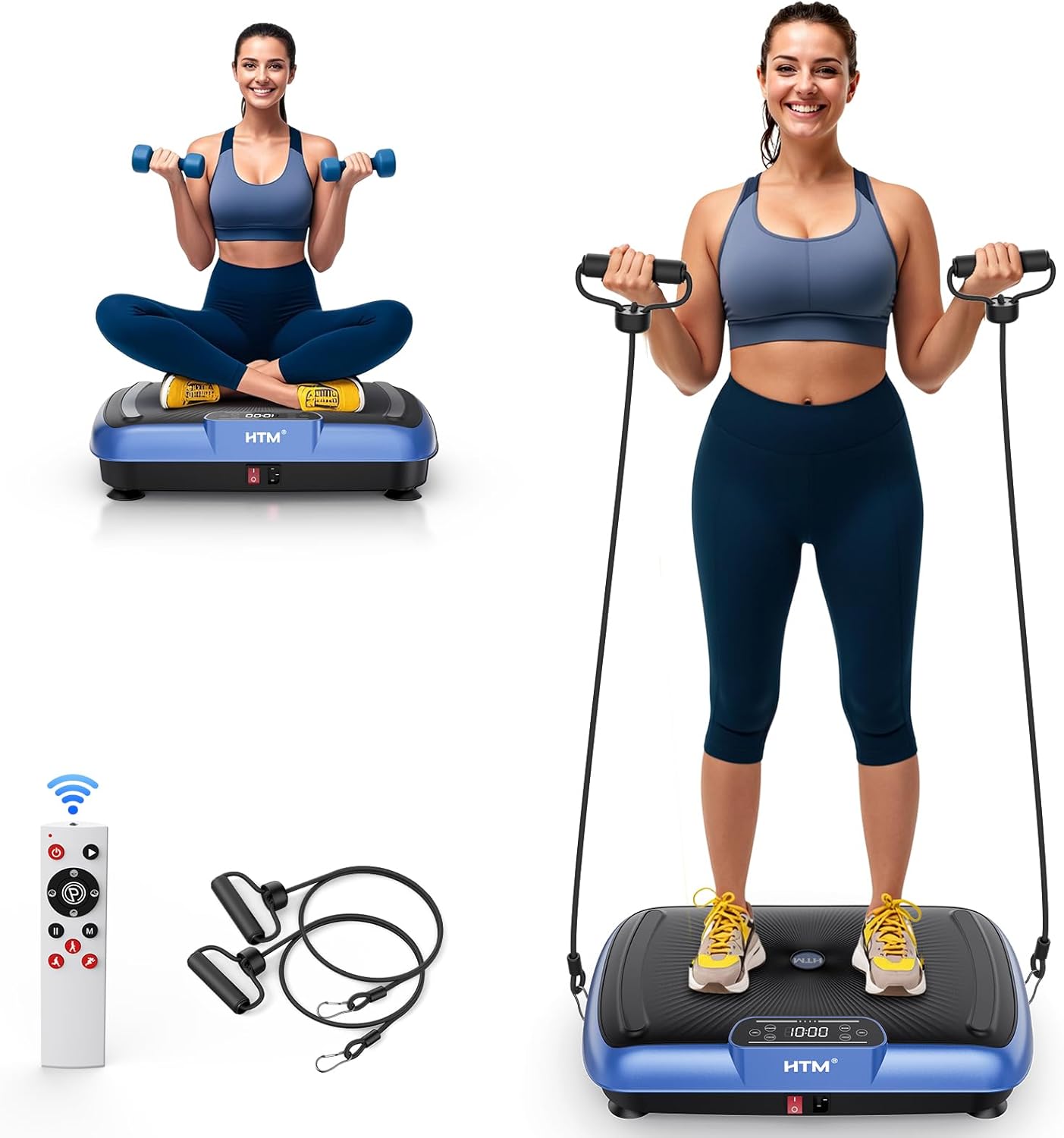 Vibration Plate Exercise Machine – 180 Speeds & 300 lb Capacity, Full Body Workout Vibration Platform with Remote Control for Lymphatic Drainage, Weight Loss & Toning