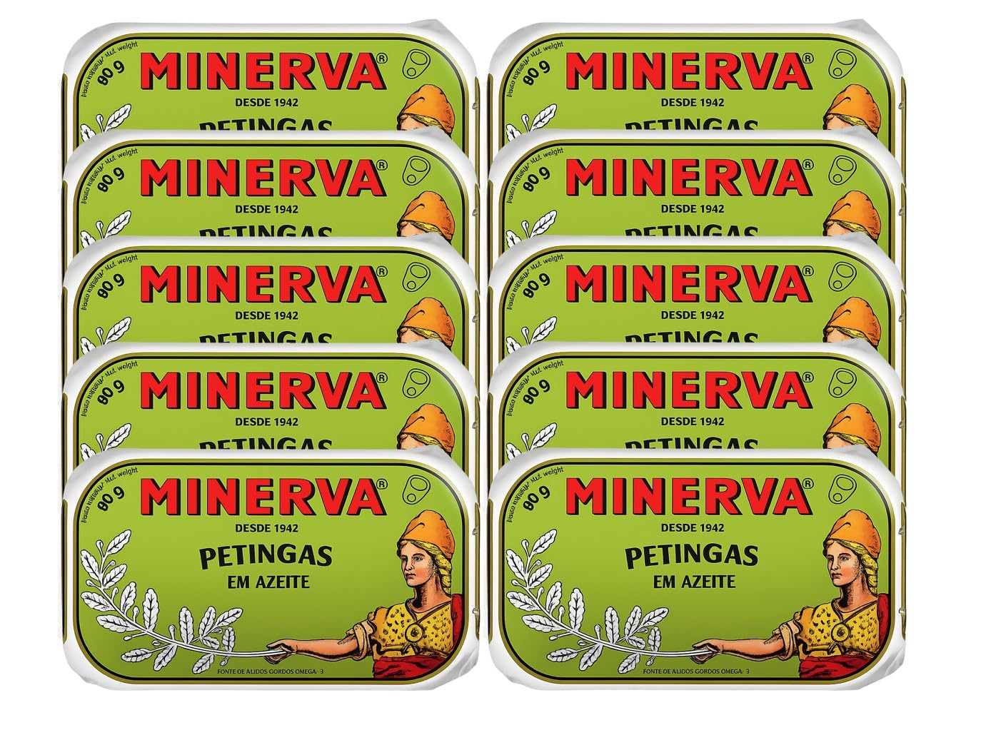 Minerva Petingas in Olivenöl 10 x 90g – Kleine Portugiesische Sardinen – Premium Fischkonserve – Reich an Omega-3