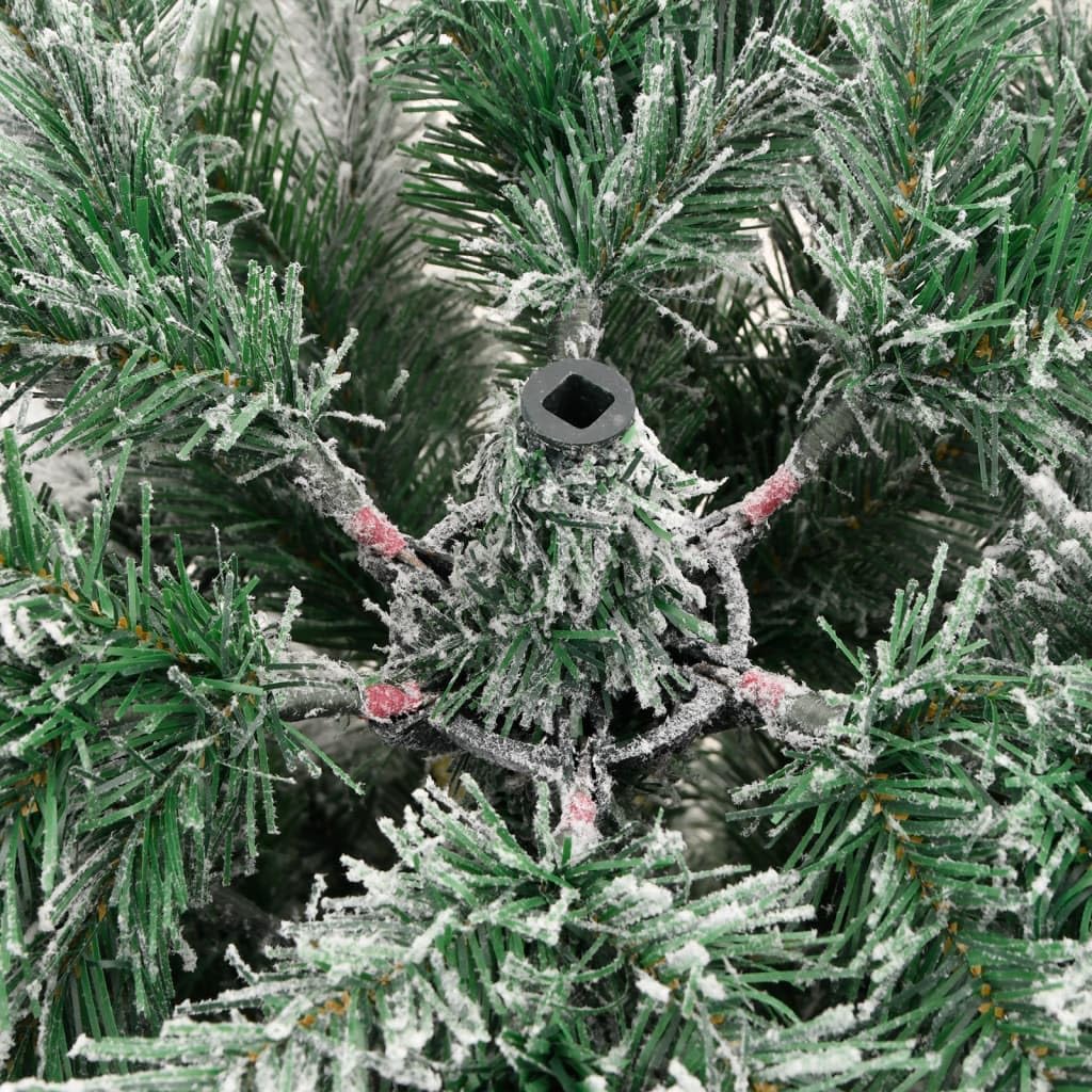 Albero di Natale Artificiale Pieghevole Innevato in PVC con Supporto, Design Salvaspazio, Christmas Tree, Decorazioni Natalizie, Adatto per Casa e Balcone, Verde e Bianco, 120 cm