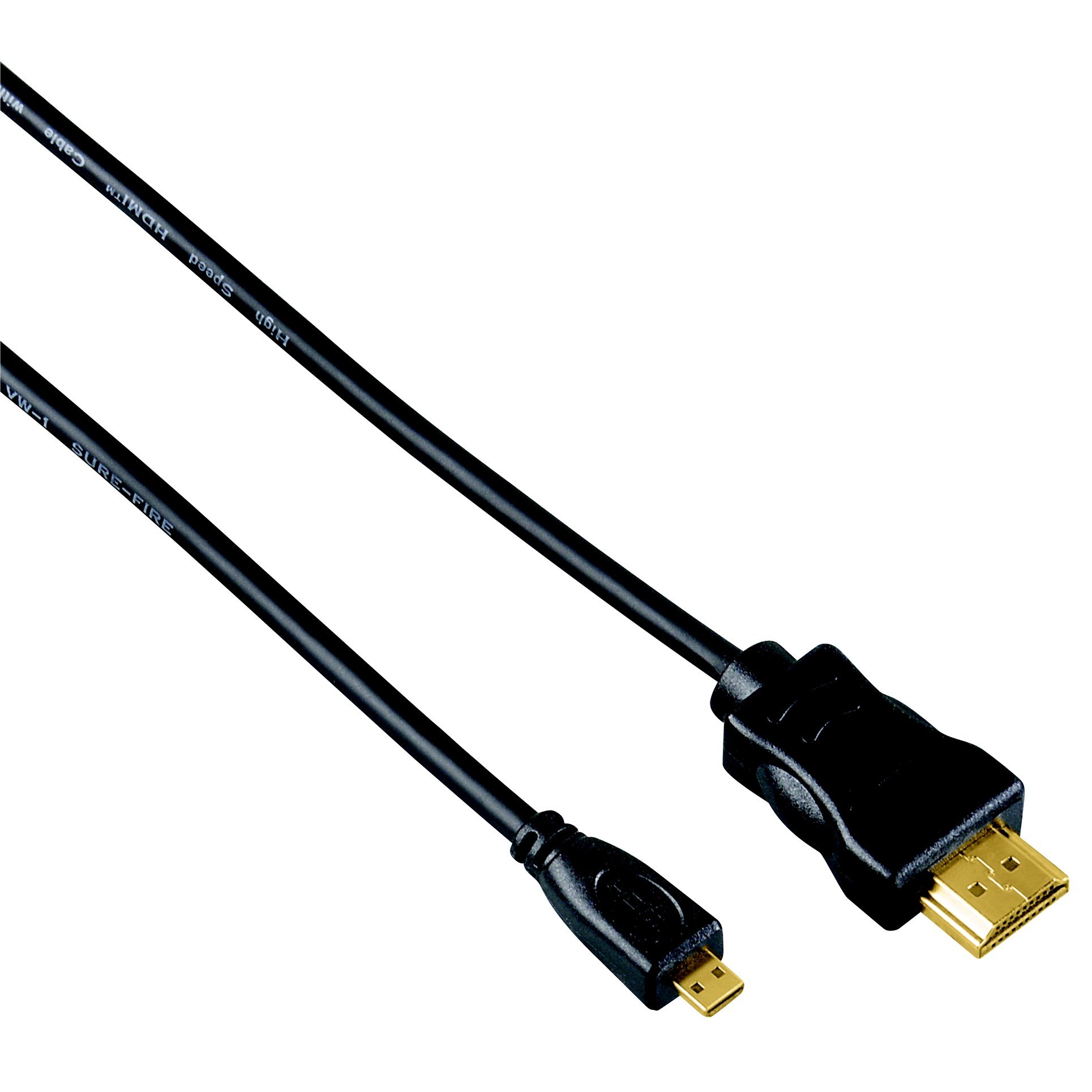 Hama Cavo HDMI M/HDMI D Micro M, 2 metri, Hdmi High Speed, connettori dorati, schermato, nero, 3 stelle - 4