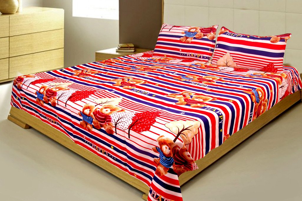 Kritarth Handicrafts Cartoon Character Polycotton Double bedsheet with 2 Pillow Cover (Size-90x100 Inch)