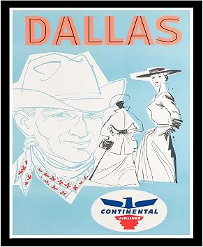 TGRNFHKPYY Canvas Painting Poster and Print Pictures Dallas Art Texas Print Cowboy Continental Airlines Travel Poster Living Room and Bedroom Office Decoration 8x12inch