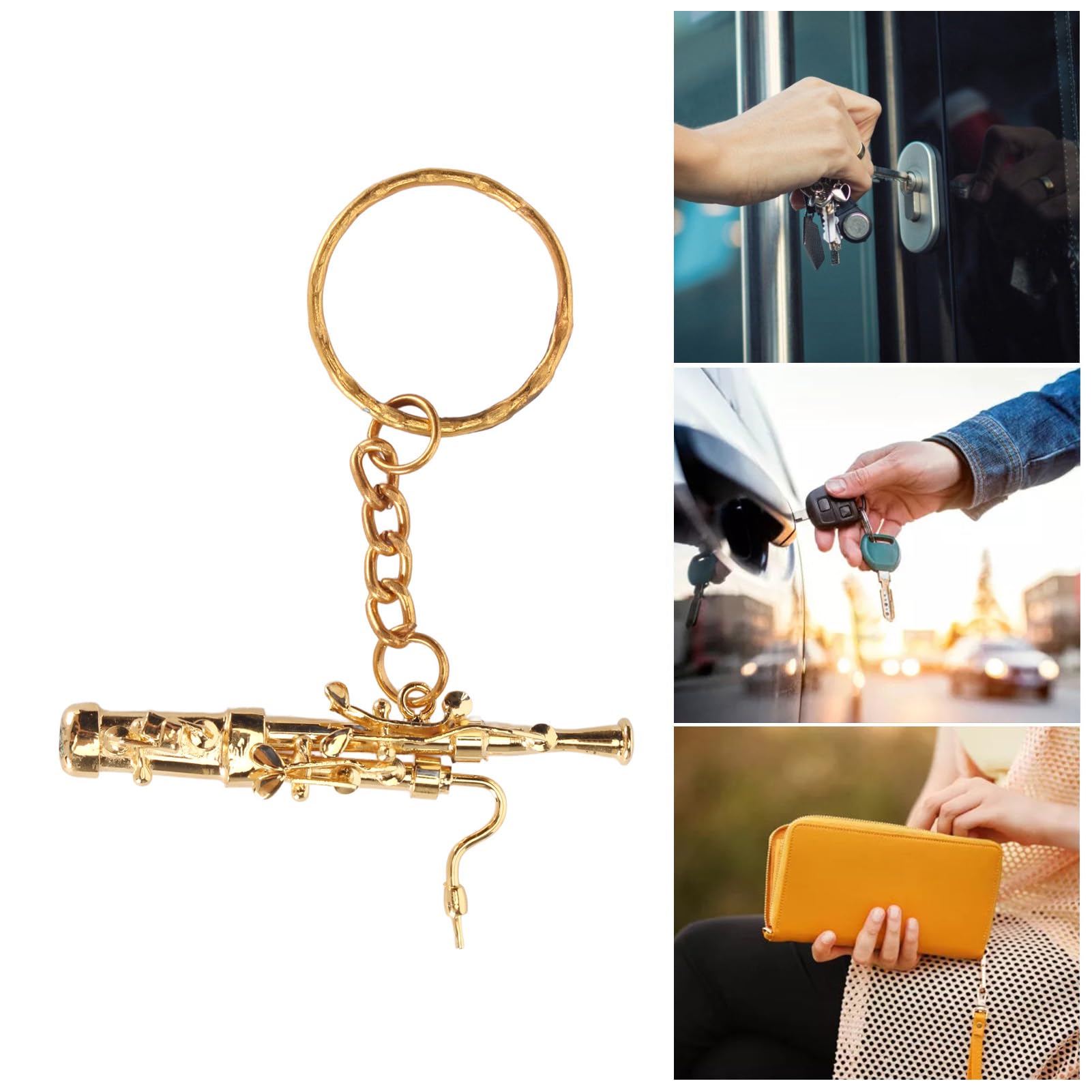 Mini Fagott Schlüsselanhänger, Miniatur Musikinstrument Schlüsselanhänger, Bezaubernder Messing Schlüsselanhänger, Musikinstrument Schlüsselanhänger, Gold