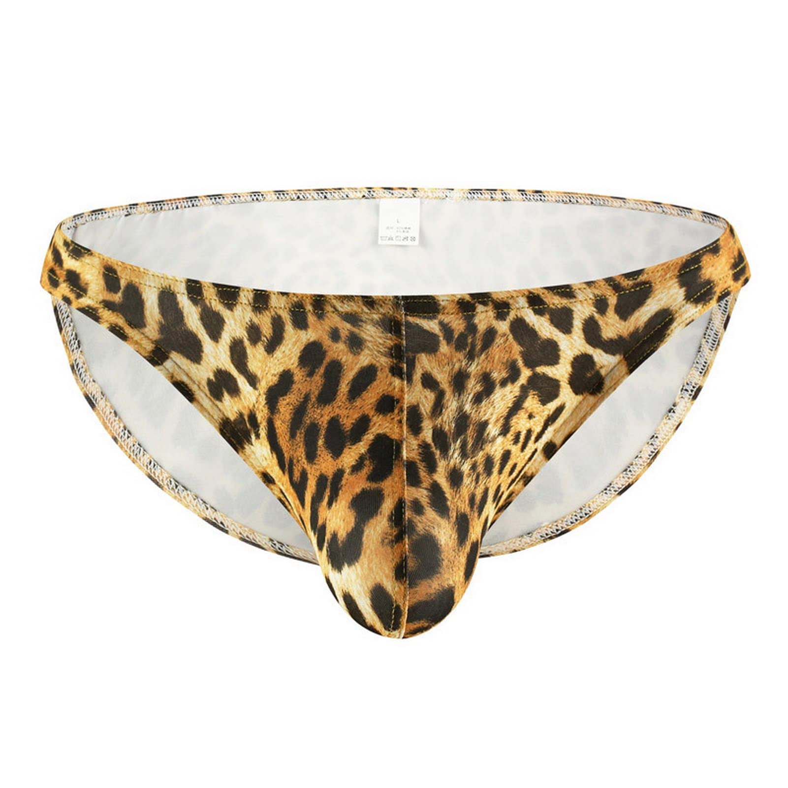 Faringoto Stampa leopardata Slip Uomo Cool Biancheria Intima Maschio Comodo U Convesso rigonfiamento Sacchetto Uomo Bikini Mutande Pantaloncini