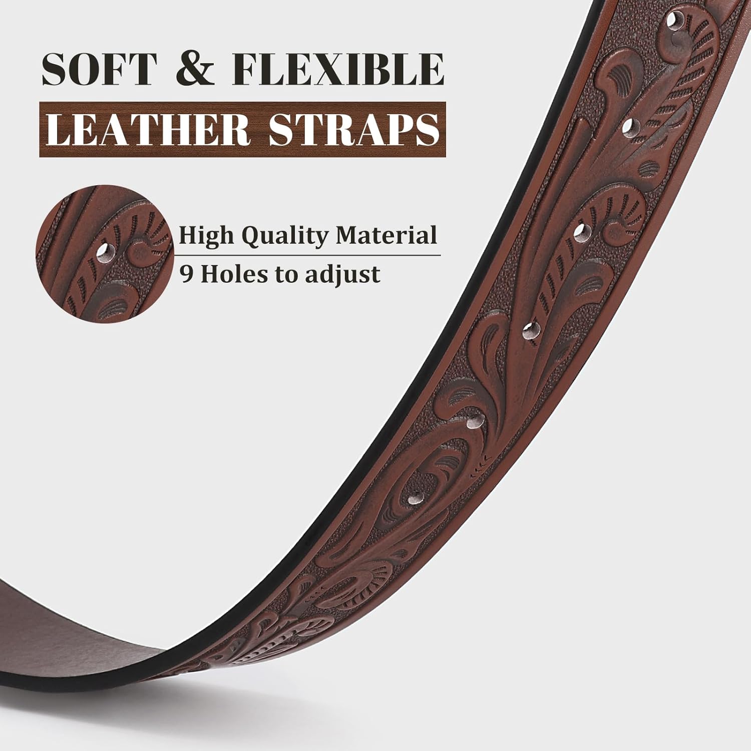 BELTROAD Cowboy Belts for Men Women Western Leather Buckle Belt Cowboy Cowgirl Embossed Belt for Jeans Christmas Men's Belt - Image 2