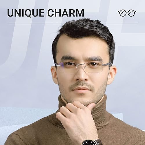 Miniatura 2 de LUFF Gafas de lectura HD anti-azul con borde cortado de diamante sin marco para hombre