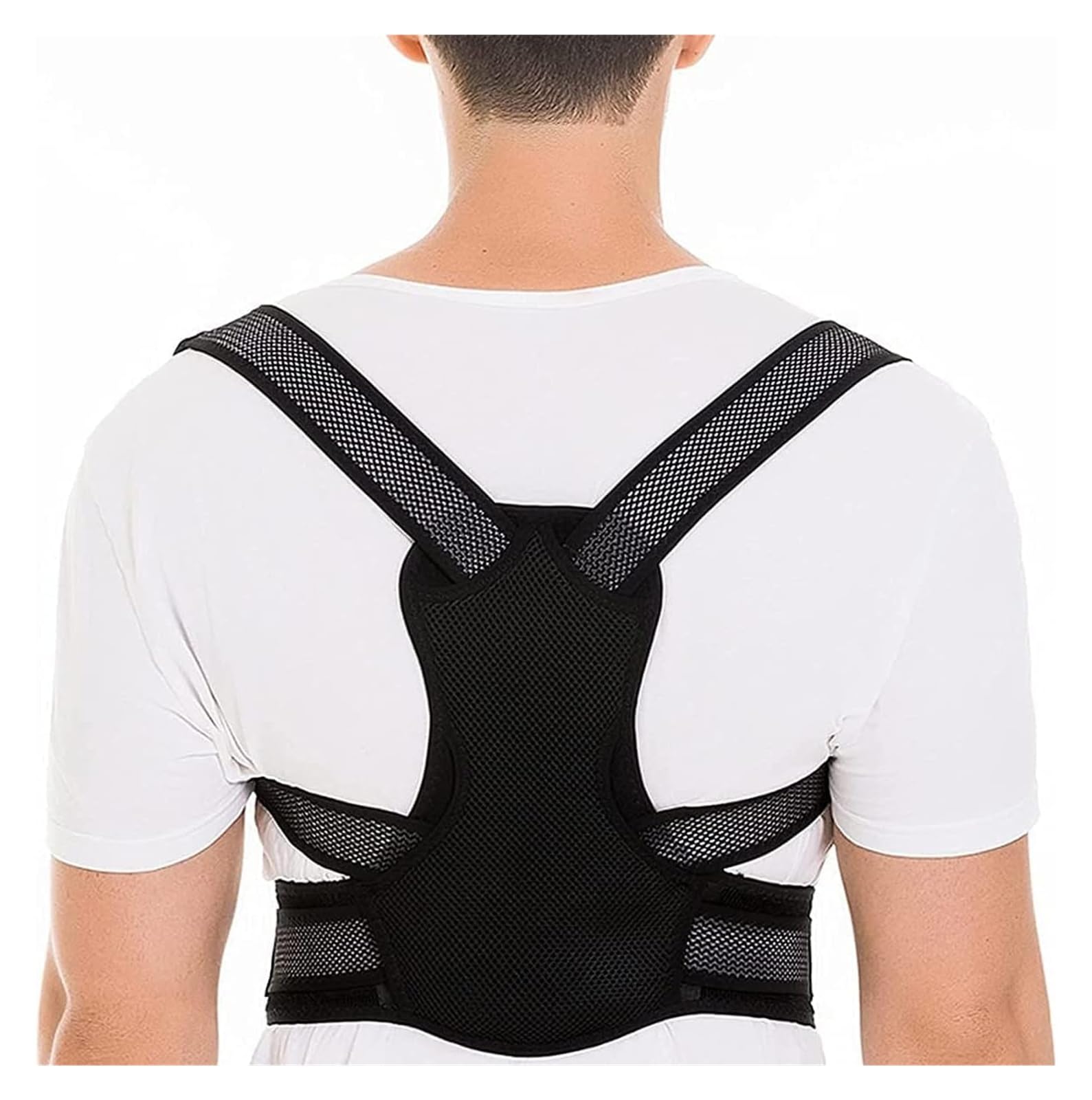 Haltungskorrektur Rücken Damen und Herren, Verstellbare, atmungsaktive Stütze for den unteren und oberen Rücken zur Verbesserung der Körperhaltung und Linderung von Nackenschmerzen.(Black,X-Large)