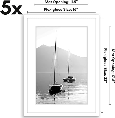 Vista 25 de Americanflat Portarretratos de 5 x 6 pulgadas con plexiglás pulido, juego de 5 portarretratos de 2 x 3 pulgadas con paspartú o para fotos de 5 x 6