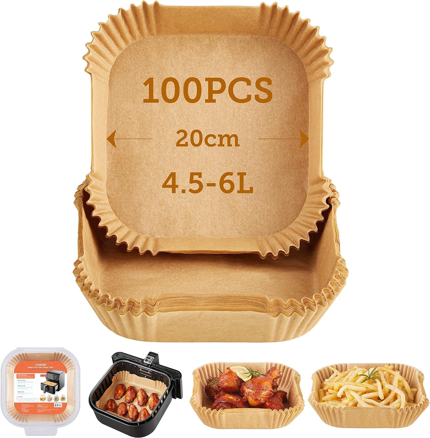 COSORI Friteuse sans Huile 5,5L with 100 de Papiers de Cuisson 20cm