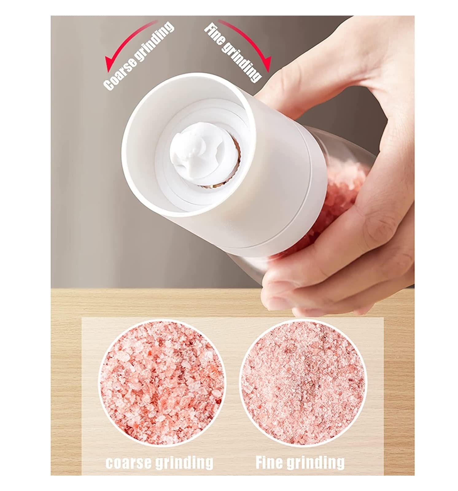 Molinillo Pimienta Molinillos De Cerámica De 2 Piezas, Fáciles De Llenar Y Usar, Sazone A La Perfección Con El Molinillo Ajustable Molinillo Sal(White)
