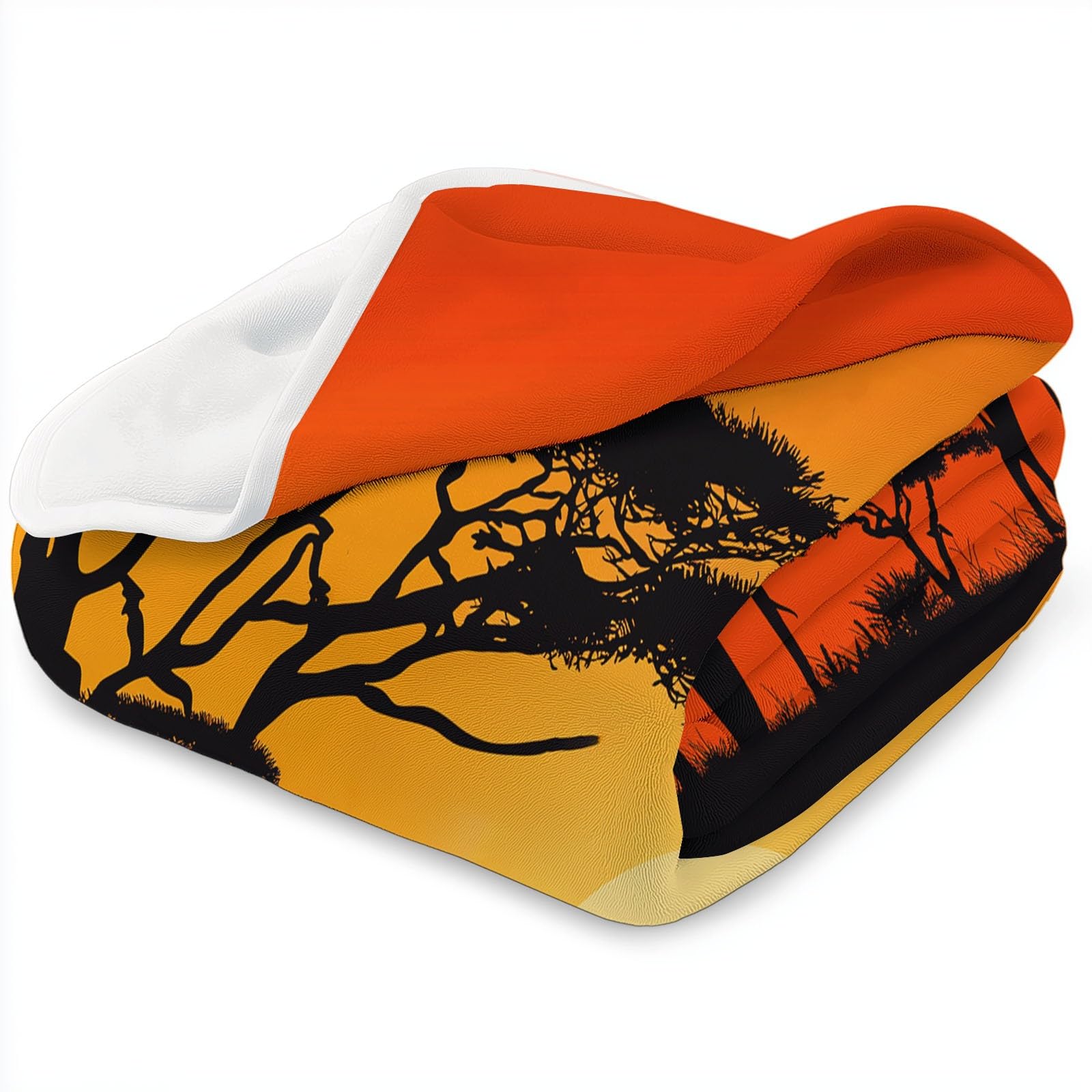 Superweich Warm Orangegelb Decke 150 x 200 cm, Afrika Savanne Tiere Leicht Gemütlich Flanell Überwurf Decke für Bett Couch Sofa Büro Dekoration - Damen und Herren