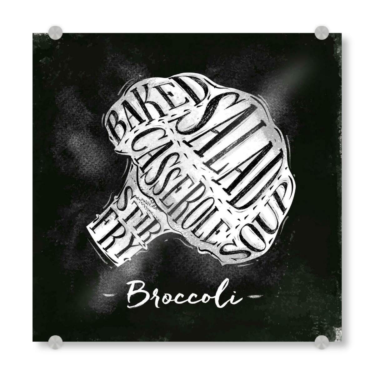 artboxONE Acrylglasbild 50x50 cm Natur Broccoli Schema Kreide Bild hinter Acrylglas - Bild Brokkoli Diagramm Ernte