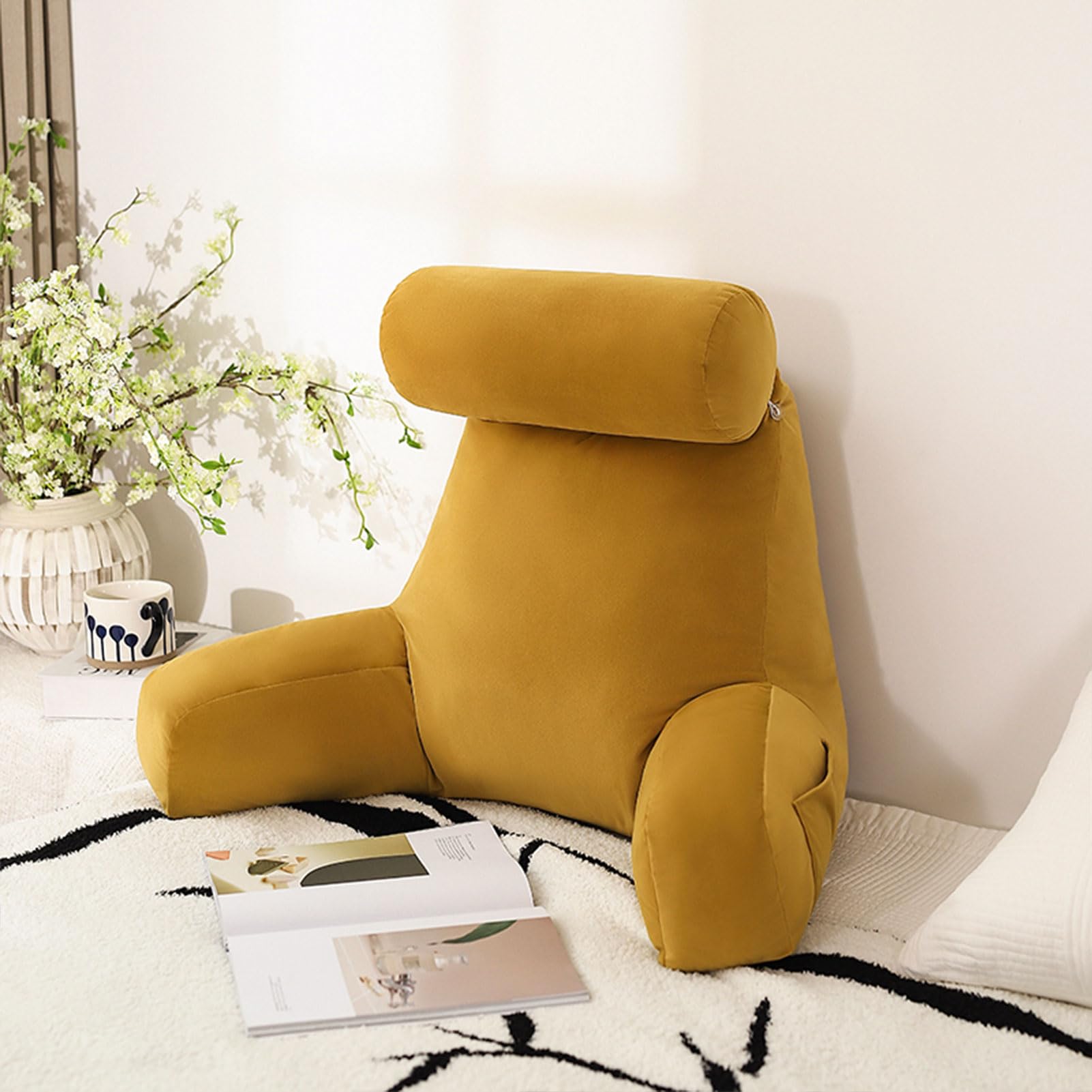YKMYXZ support pillow， Back Rest Lumbar SupportSeat CushionChair Cushion,For,Ergonomic Design TV(Grass Sunflower Yellow,80x40x65cm)