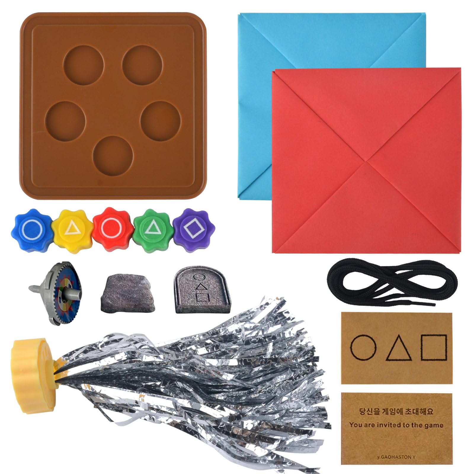 AWAVM DDAKJI Traditional Korean Tossing Game Set - Jebi Kicks, Gonggi, Paeng-y, Biseokchigi for Family Travel
