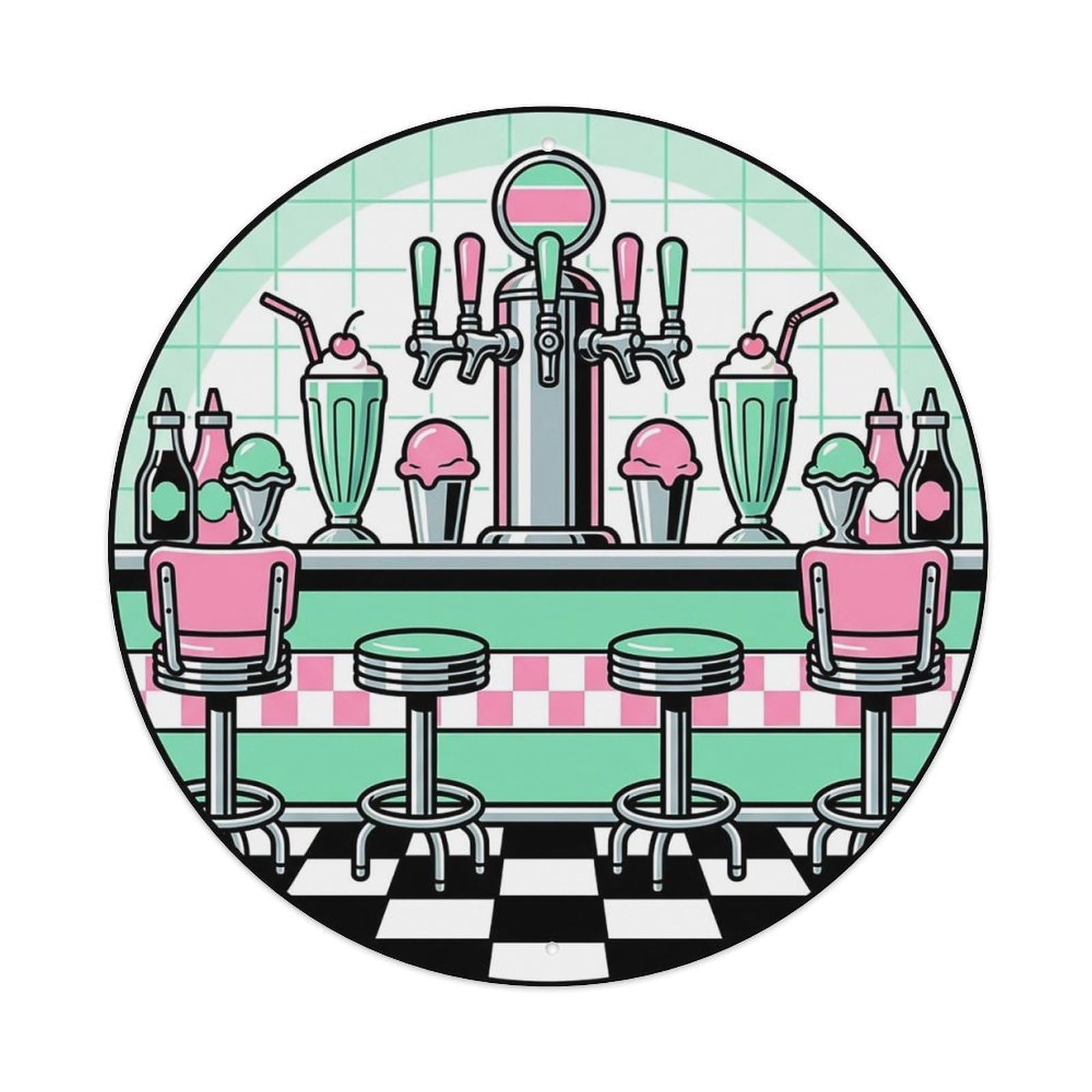 Vintage Retro Soda Fountain Bar Glasses Metal Tin Sign