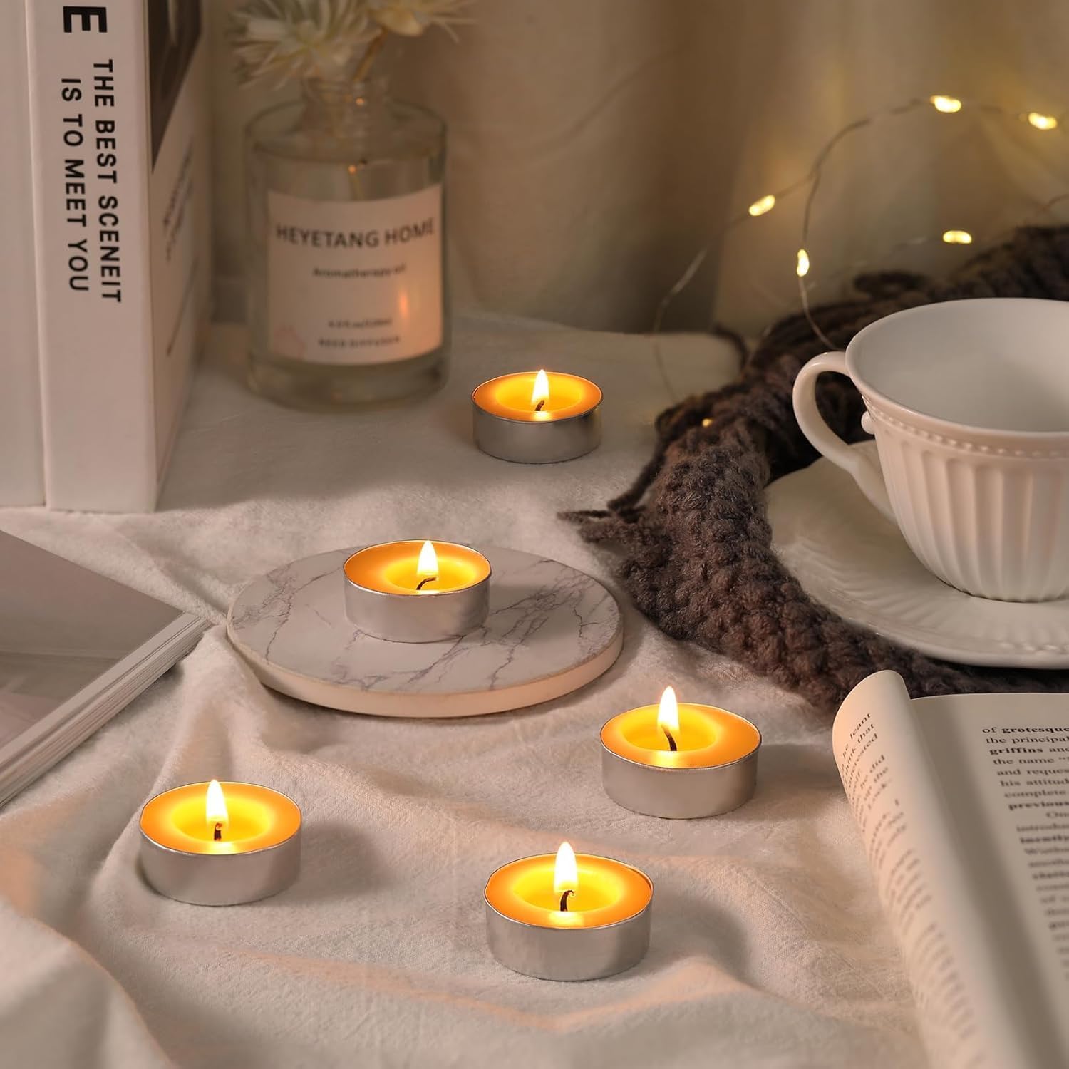 LETINE Confezione da 24 candele di cera d'api – Candele in cera d'api pura tealight, senza profumo, senza fumo e pulito, con oltre 4 ore di durata