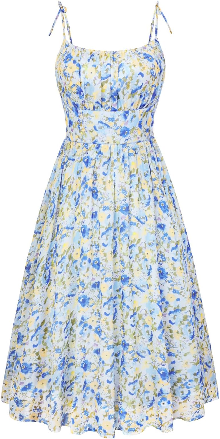 Floral Dress for Women Spaghetti Strap Midi Sundress