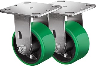 FOVERSWIVE 4"x2" Caster Wheels- Heavy Duty Casters, Polyurethane Casters Wheel, Capacity up to 800 Lb. Use for Platform Truck, U-Boat Cart, Workbenches (2 Rigid)