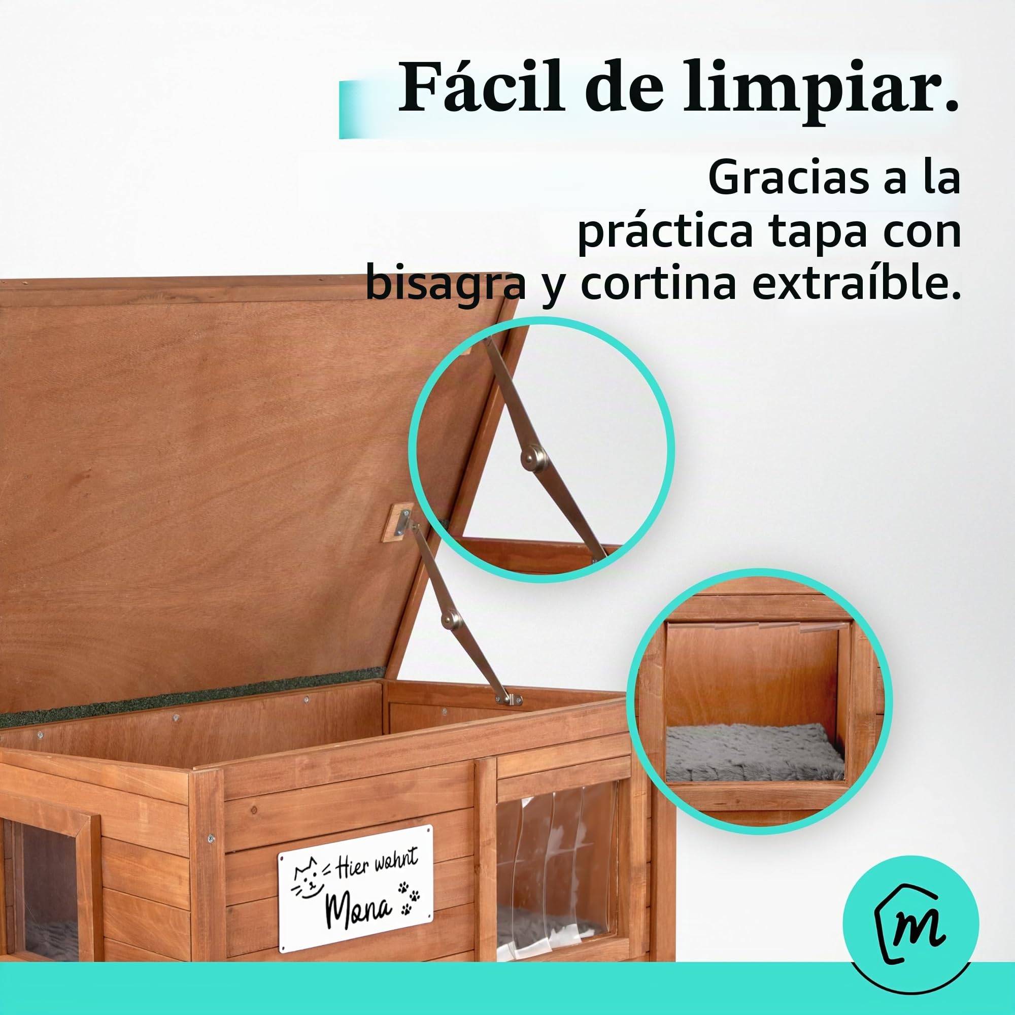 Casa para gatos exterior resistente al invierno aislada, robusta casa para gatos de madera de abeto, resistente al agua y aislada con bisagra en el techo, cómoda cabaña para gatos, incluye