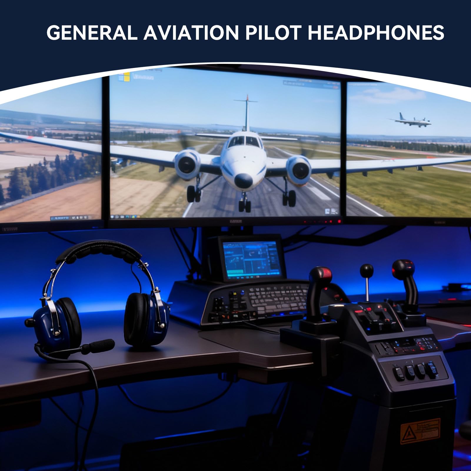 Casque d'Aviation Générale Double Prise - Pilote, Réduction de Bruit 3,5 Mm, Bandeau Réglable