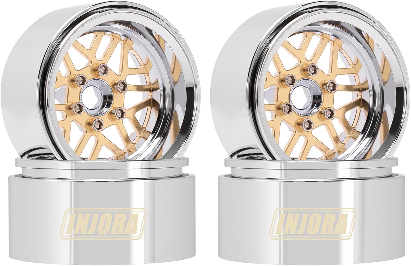 INJORA -9.65mm Offset 1.9" ModuWheel Brass & Aluminum Beadlock Wheels for 1/10 RC Crawlers(1905SR)