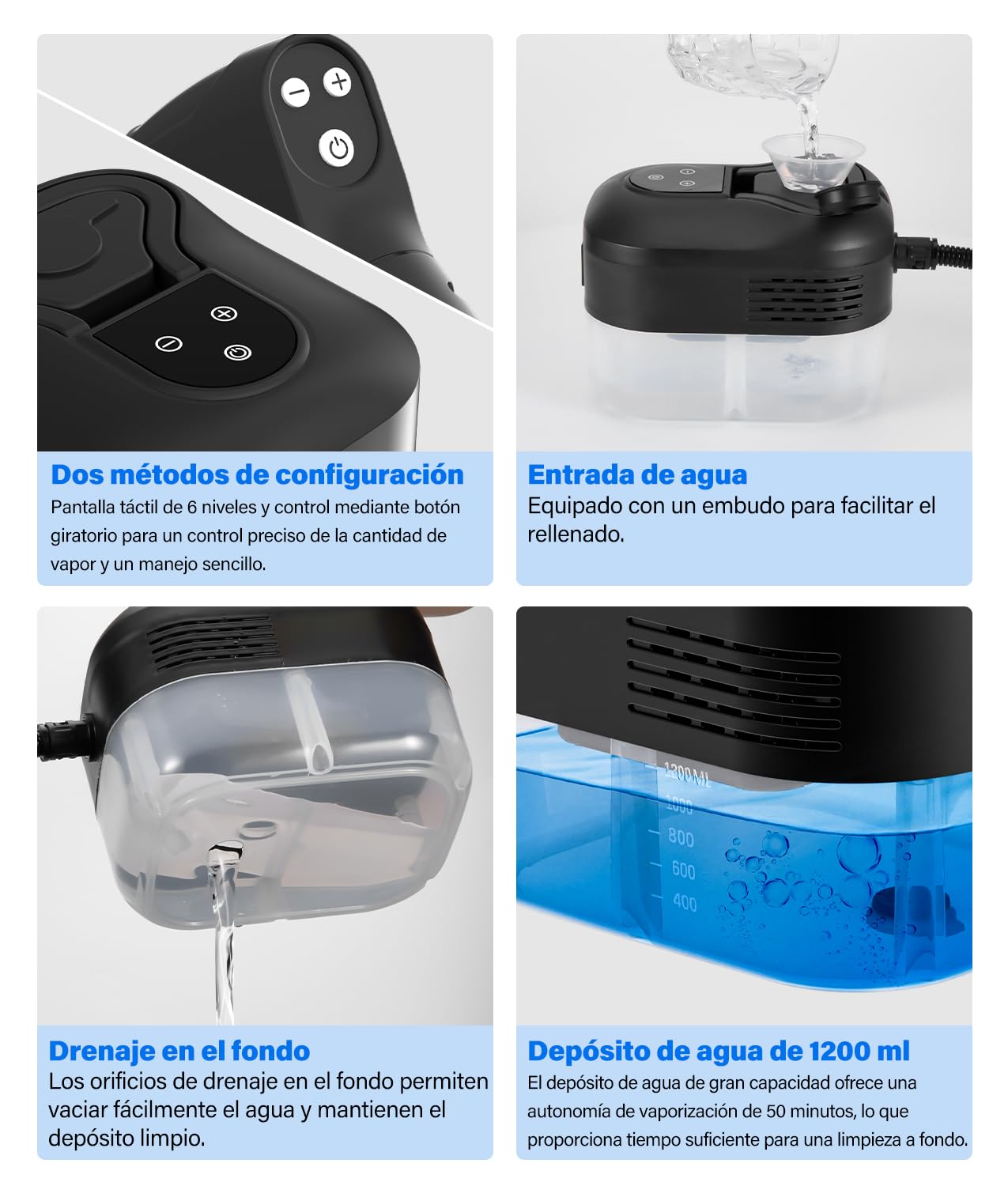 PAHTTO Limpiador a vapor multifuncional de alta temperatura para el hogar, con pantalla LCD y mango antiescaldaduras, cantidad de agua ajustable, adecuada para la limpieza de la casa y el coche