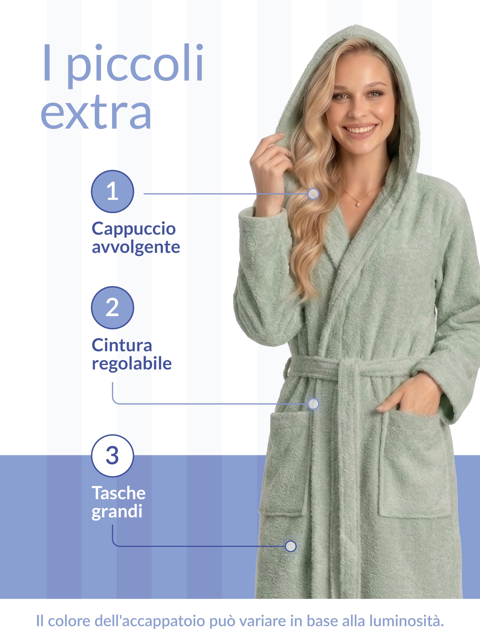 Twinzen Accappatoio Donna - 100% Cotone con Cappuccio