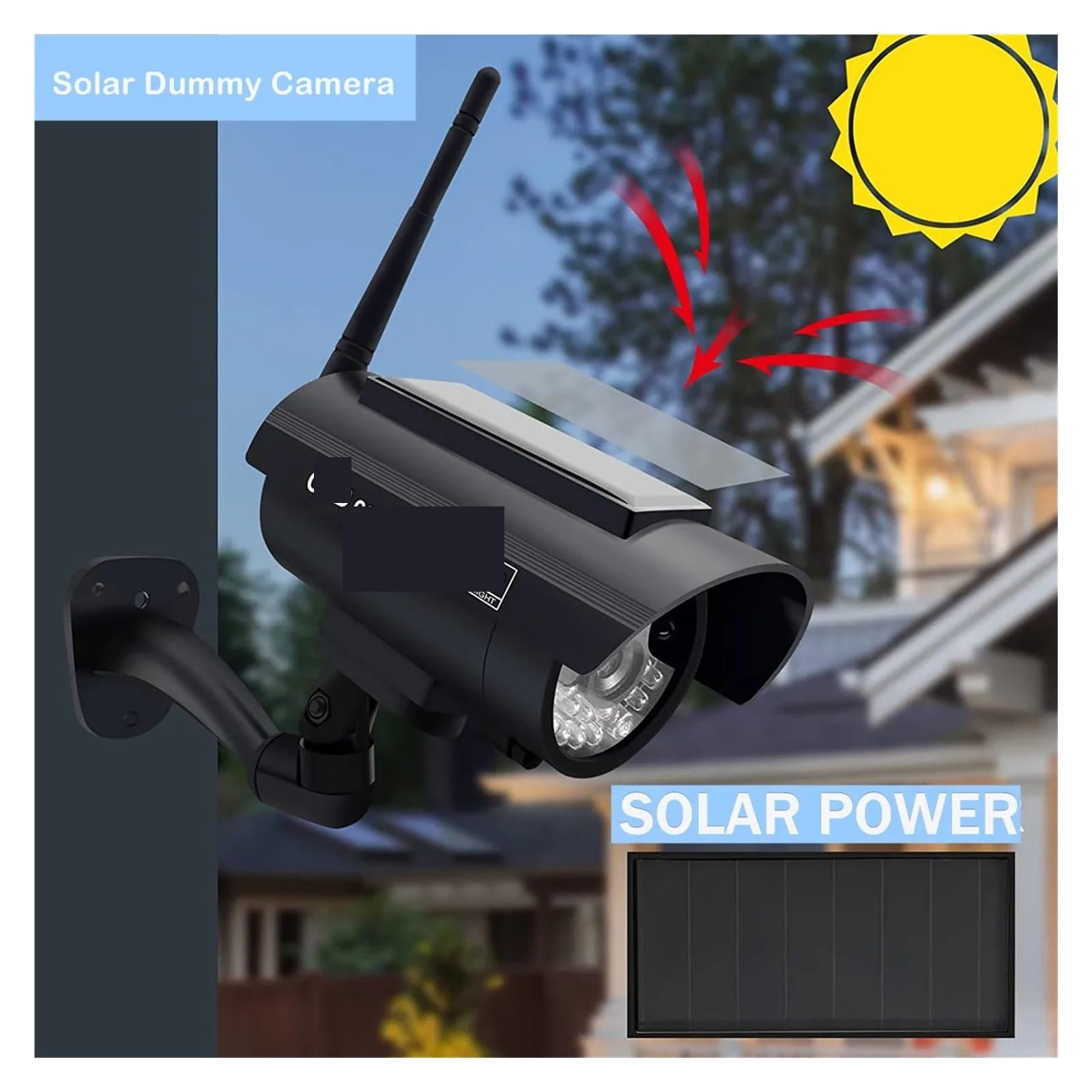 Telecamera finta fittizia ad energia solare Cctv Sicurezza Wifi Telecamera fittizia for videosorveglianza esterna