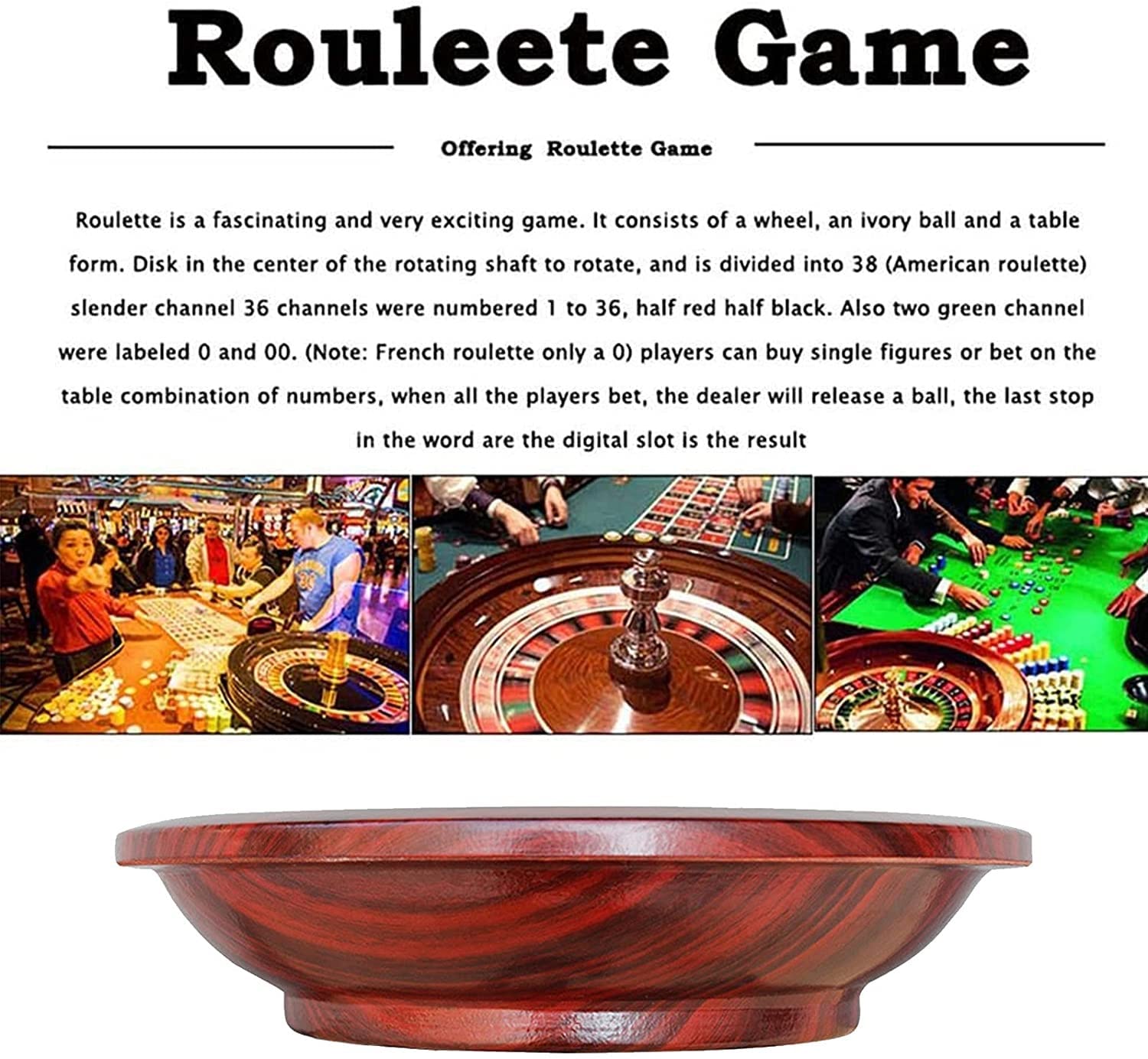 Roulette-Set, 12-Zoll-Profi-Roulette-Rad aus Holz, Drehteller-Spieltisch, perfekt für einen Spieleabend zu Hause oder eine Clubparty