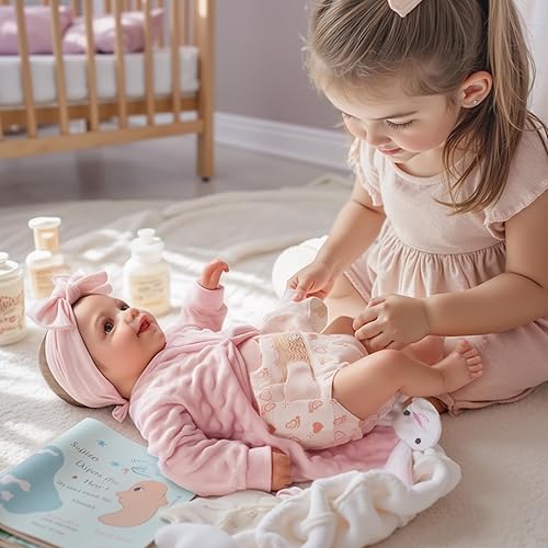 Miniatura 8 de BABESIDE Muñecas de bebé Reborn Sunny  Muñeca realista de vinilo suave de 17 pulgadas con accesorios completos para regalos de más de 3 años