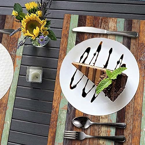 Miniatura 4 de CAPSCEOLL Juego de 4 manteles individuales vintage de madera envejecida con textura gruesa, manteles individuales para cocina, comedor, fiesta (18 x