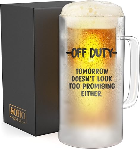 Miniatura 6 de GALVANOX Taza de cerveza de vidrio congelador con asa enfriador de cerveza congelable de 1 pinta con gel líquido de pared de hielo 16 onzas taza de