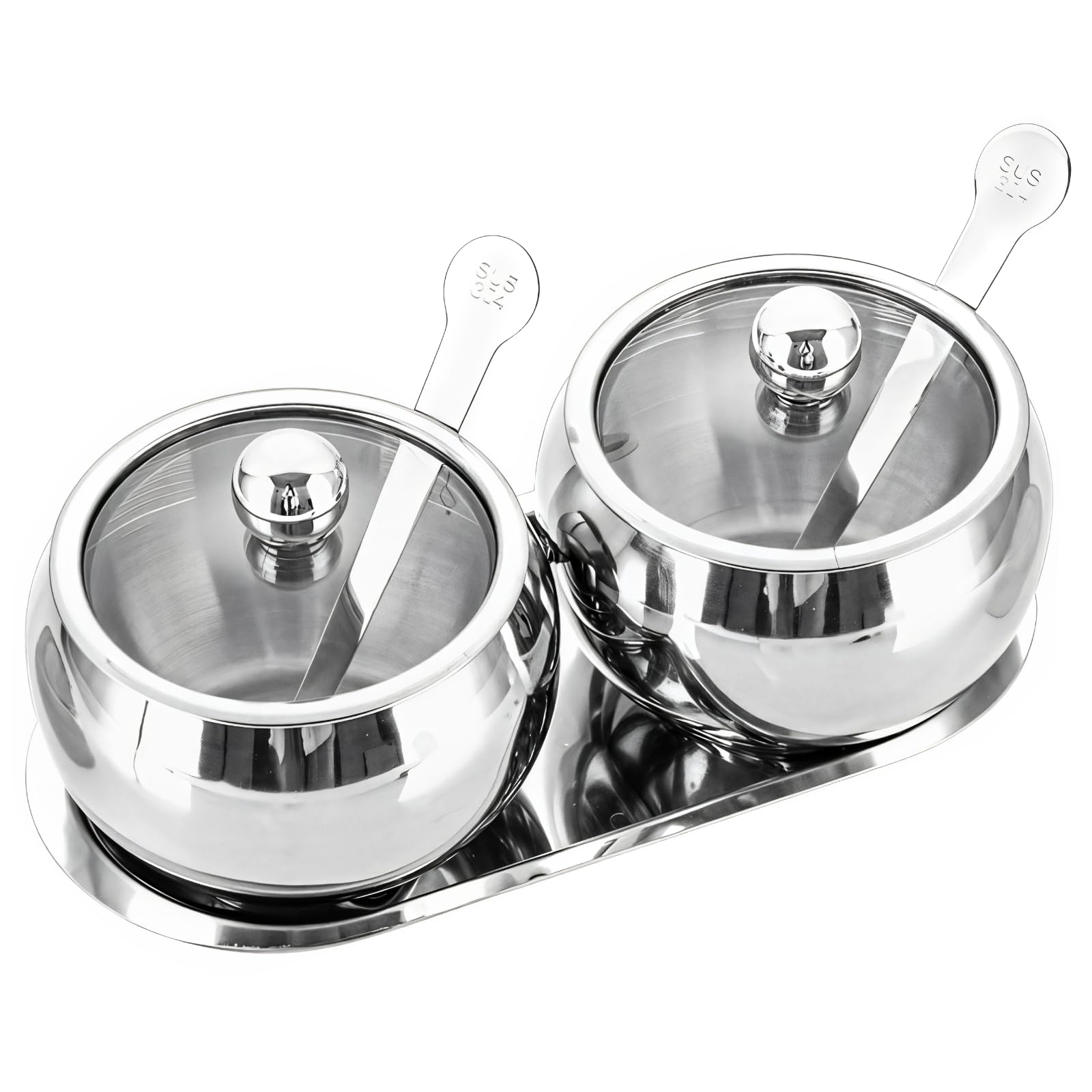 Générique Lot de 2 boîtes à épices en acier inoxydable 304 avec fenêtre visible, récipients de cuisine pour sel, poivre, cumin et autres assaisonnements, design élégant pour cuisine moderne