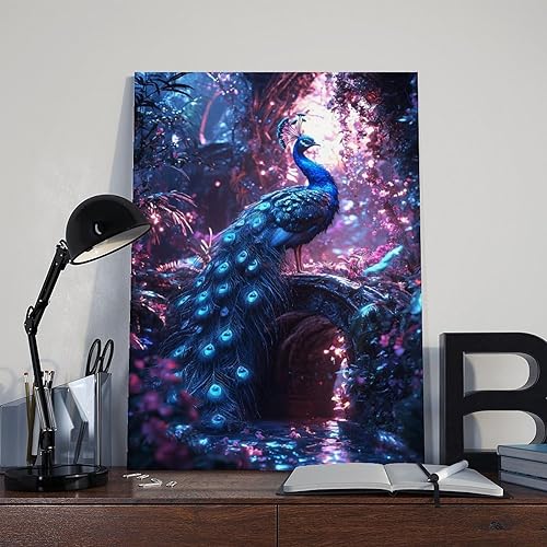 Miniatura 8 de XAHOR Cyber Peacock Temple Wall Art  Retro Futurism Fantasy Jungle Poster  Sci-Fi Bioluminescent Nature Print Canvas Posters Wall Art Bedroom Office
