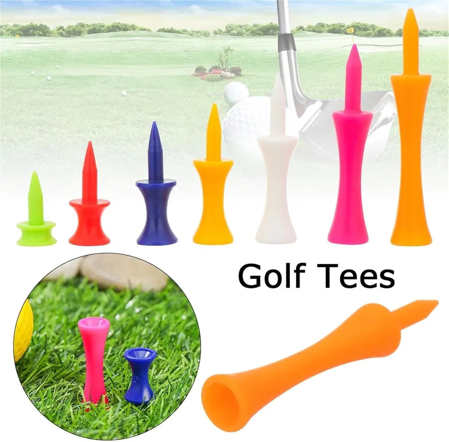 40pcs Colorful Training Practice Accessories Golfer Ball Tees Holder Rubber Golf Tees