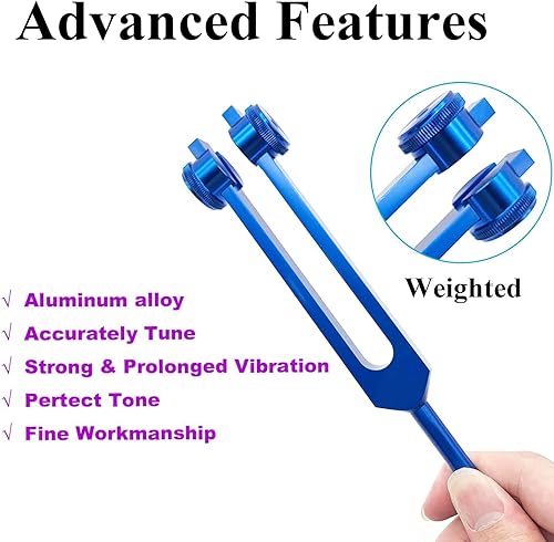 Vista 28 de MIMIRACLE Solfeggio - Juego de 10 tenedores de aleación de aluminio sin peso con paño de limpieza, mazos de goma y caja de regalo para meditación