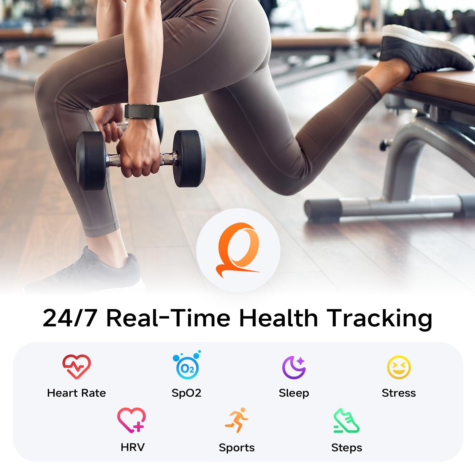 Tracker d'activité intelligent sans écran pour homme et femme | Suivi d'activité et de sommeil 24h/24, 7j/7 avec fréquence cardiaque avec analyse d'IA, autonomie de la batterie de 60 jours