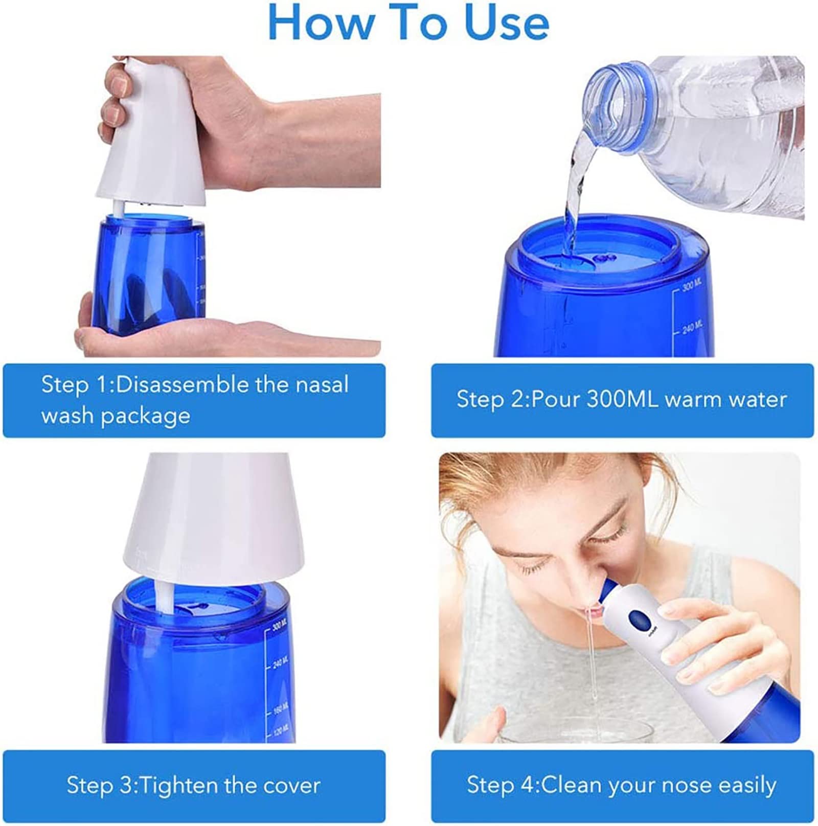 Système d'irrigation des Sinus nasaux, Nettoyeur de Nez électrique pour bébé avec Deux becs, aspirateur de Nez Anti-refoulement pour Adultes et Enfants